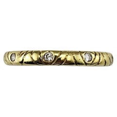 10K Yellow Gold and Diamond Textured Band Ring Size 8 #24214