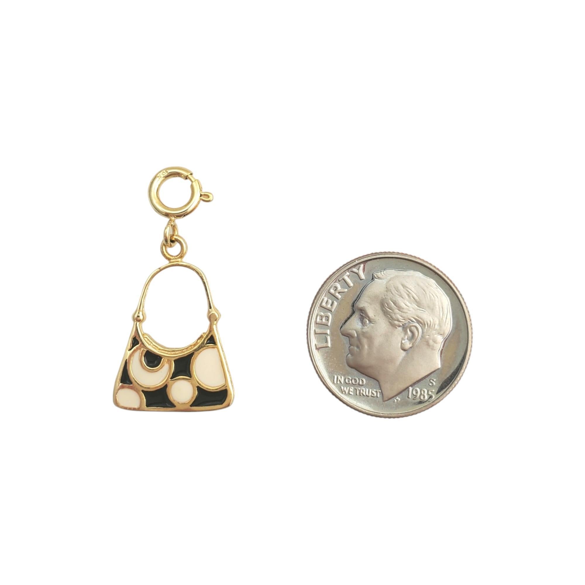 Women's 10K Yellow Gold and Enamel Purse Charm #16010 For Sale