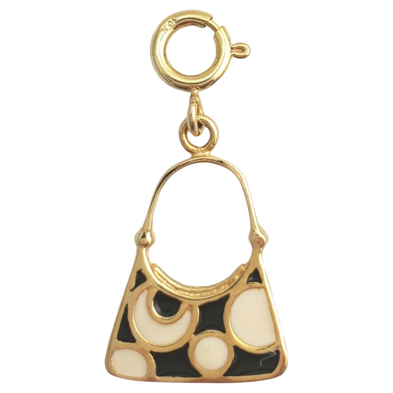 10K Yellow Gold and Enamel Purse Charm #16010