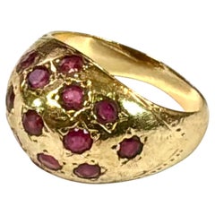 10K Yellow Gold and Ruby Dome Ring Vintage