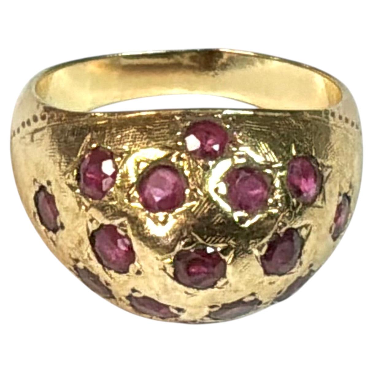 10K Yellow Gold and Ruby Dome Ring Vintage