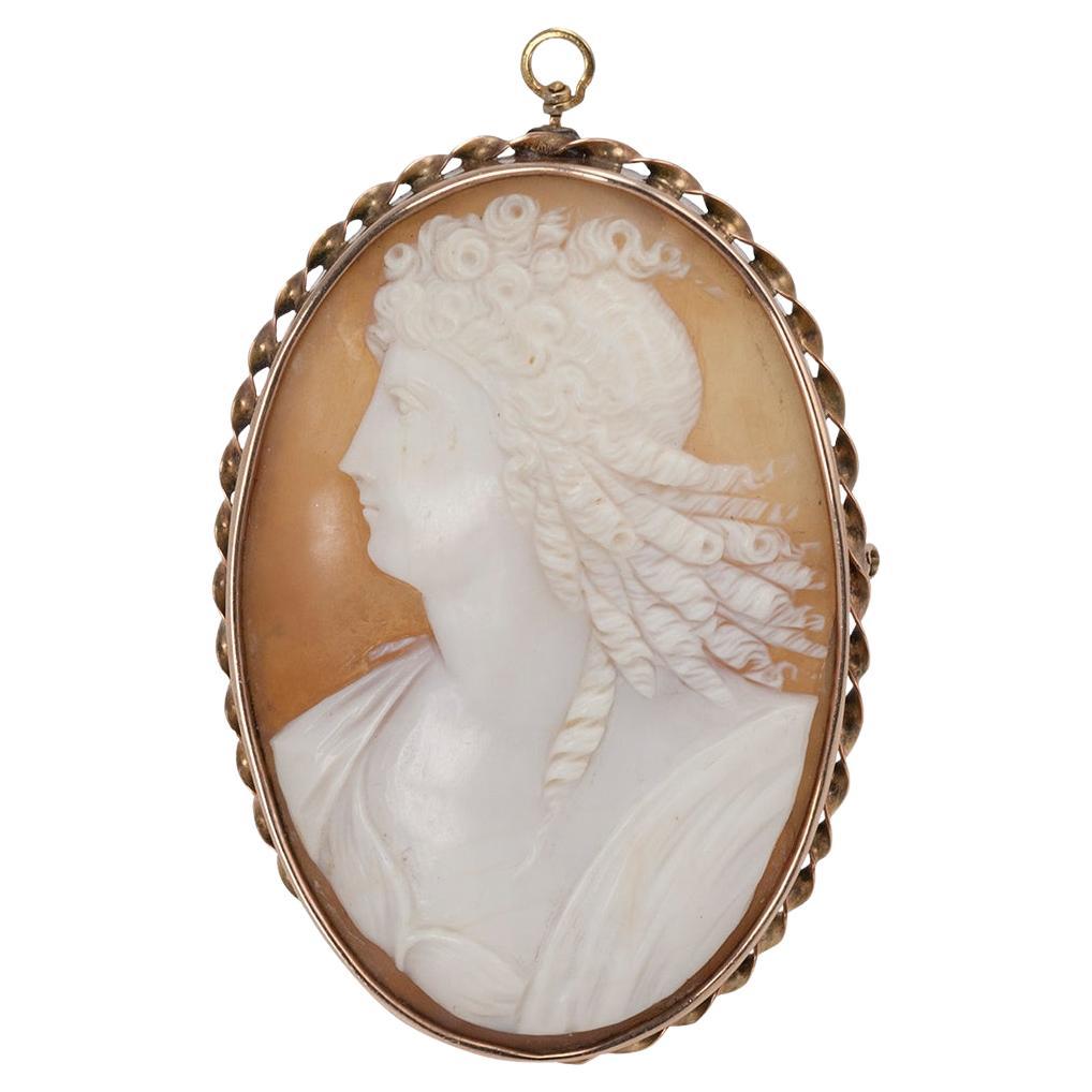10K Yellow Gold Antique Carved Shell Cameo