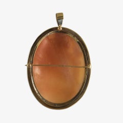 10K Yellow Gold Antique Large Carved Greek Maiden Cameo Brooch