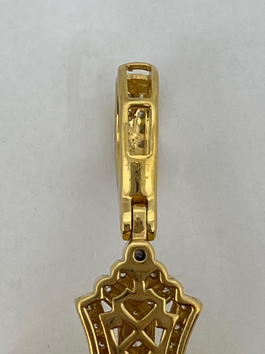 10K Yellow Gold Approx. 3.00 C.T.W. Round Diamond Crucifix Pendant 16.8g For Sale 2