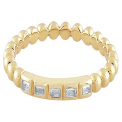10K Yellow Gold Baguette Diamond Bubble Ring
