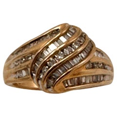 10k Yellow Gold Baguettes and Round Diamonds Ring Size 7 1/2