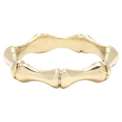 10k Yellow Gold Bamboo Band Ring, Solid Gold, Ring Size 6.25