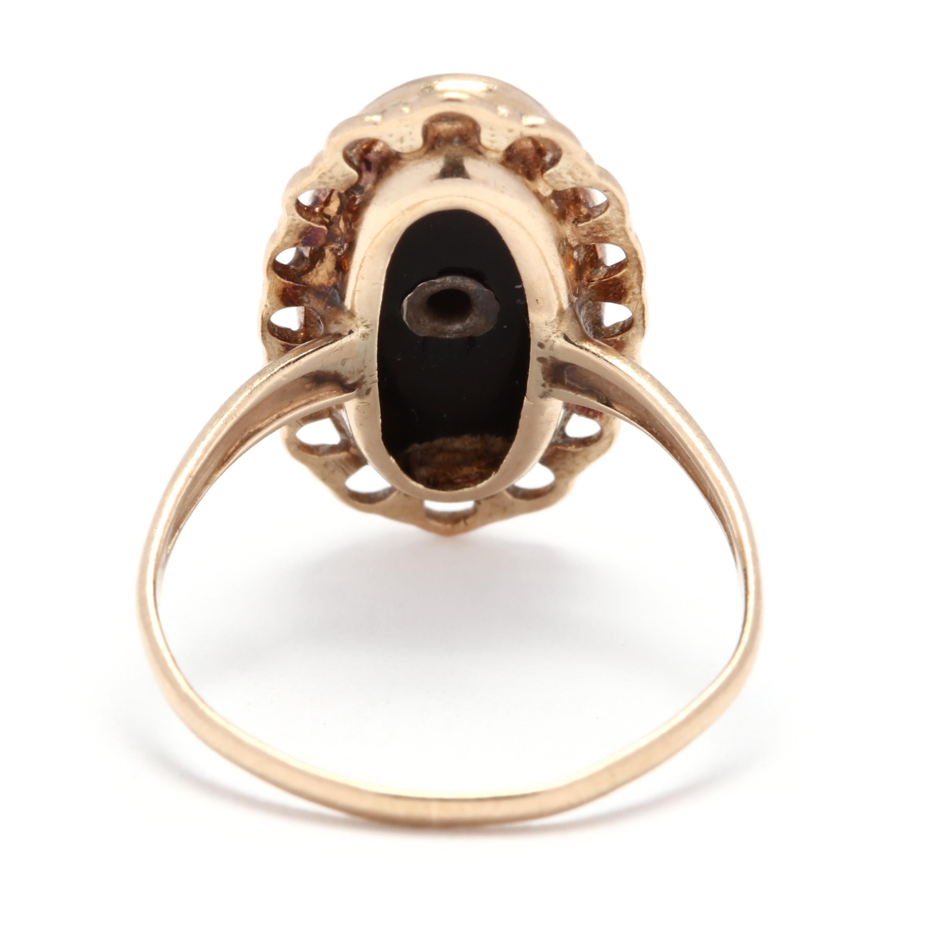 vintage black onyx ring with diamond