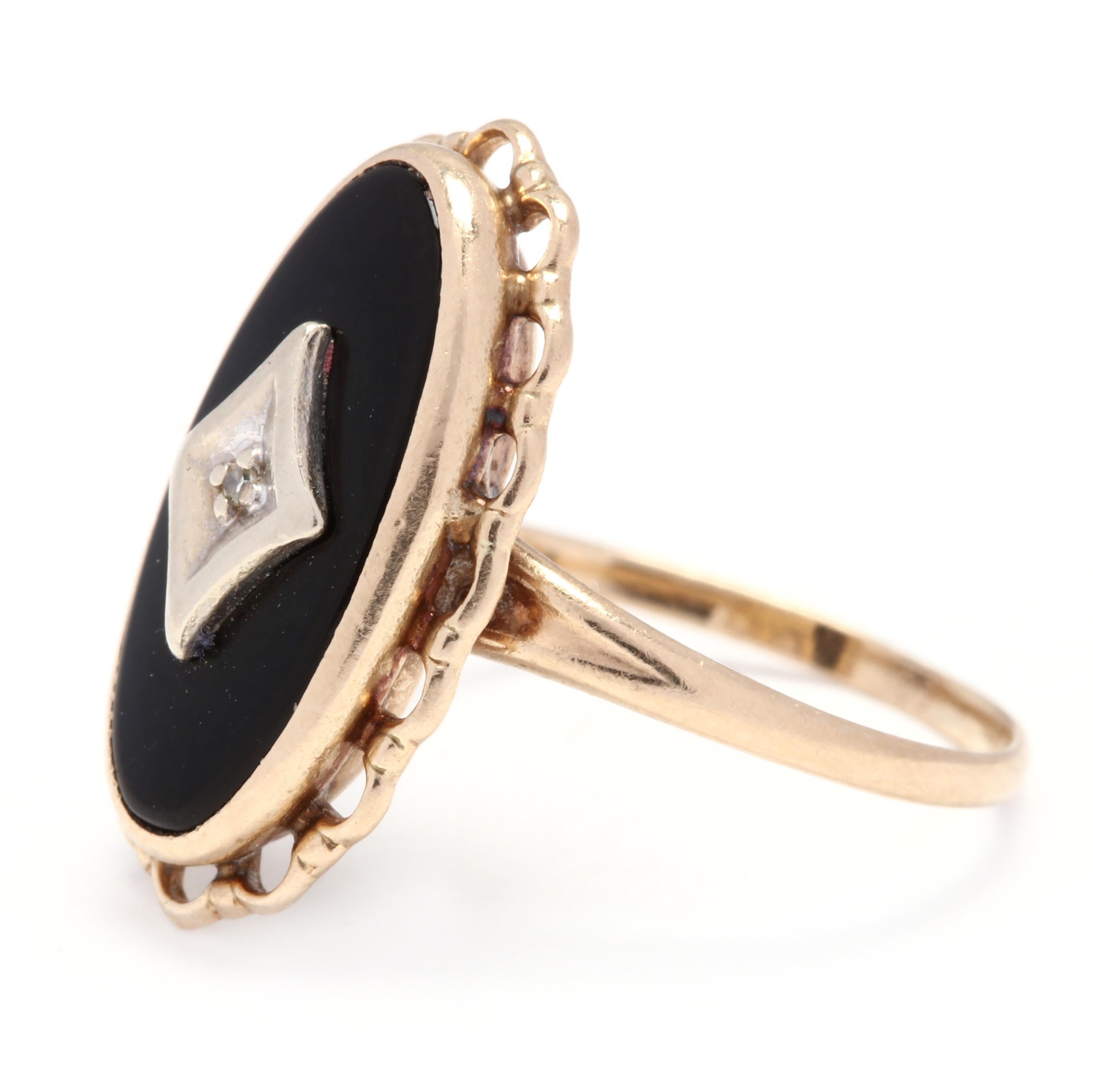 vintage oval black onyx ring