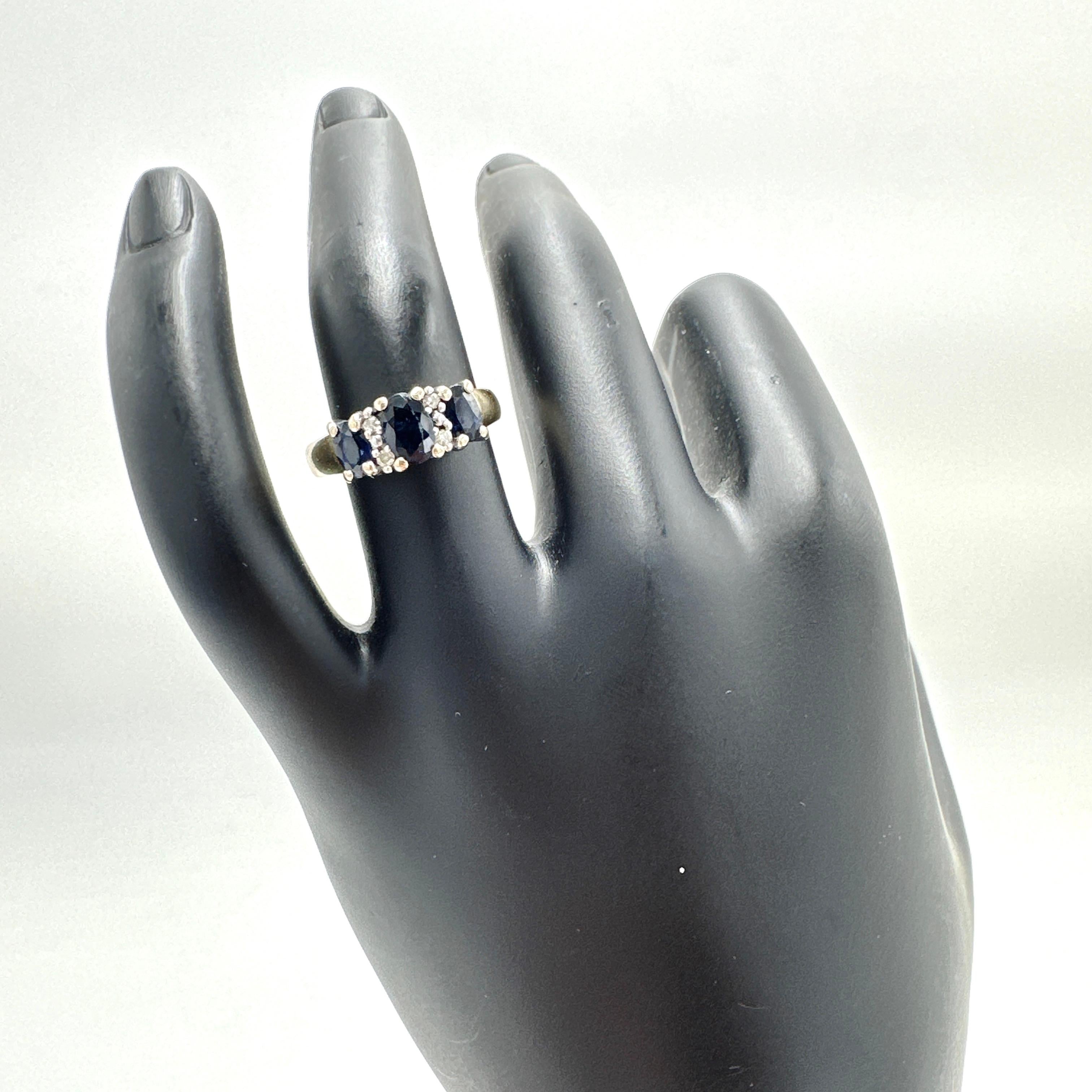 Oval Cut 10k Yellow Gold Blue Sapphire and Diamond Ring 1.34TCW