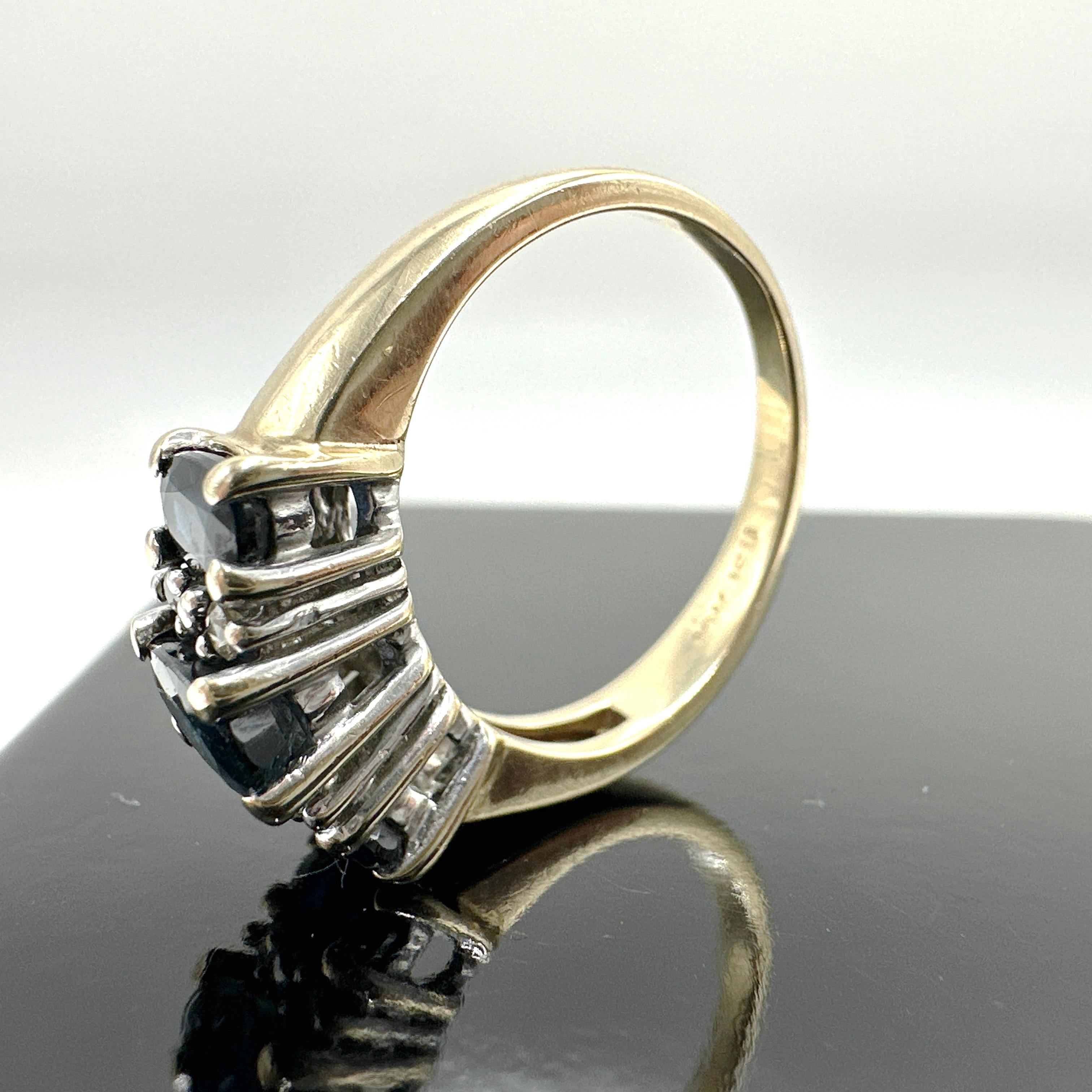 Women's 10k Yellow Gold Blue Sapphire and Diamond Ring 1.34TCW