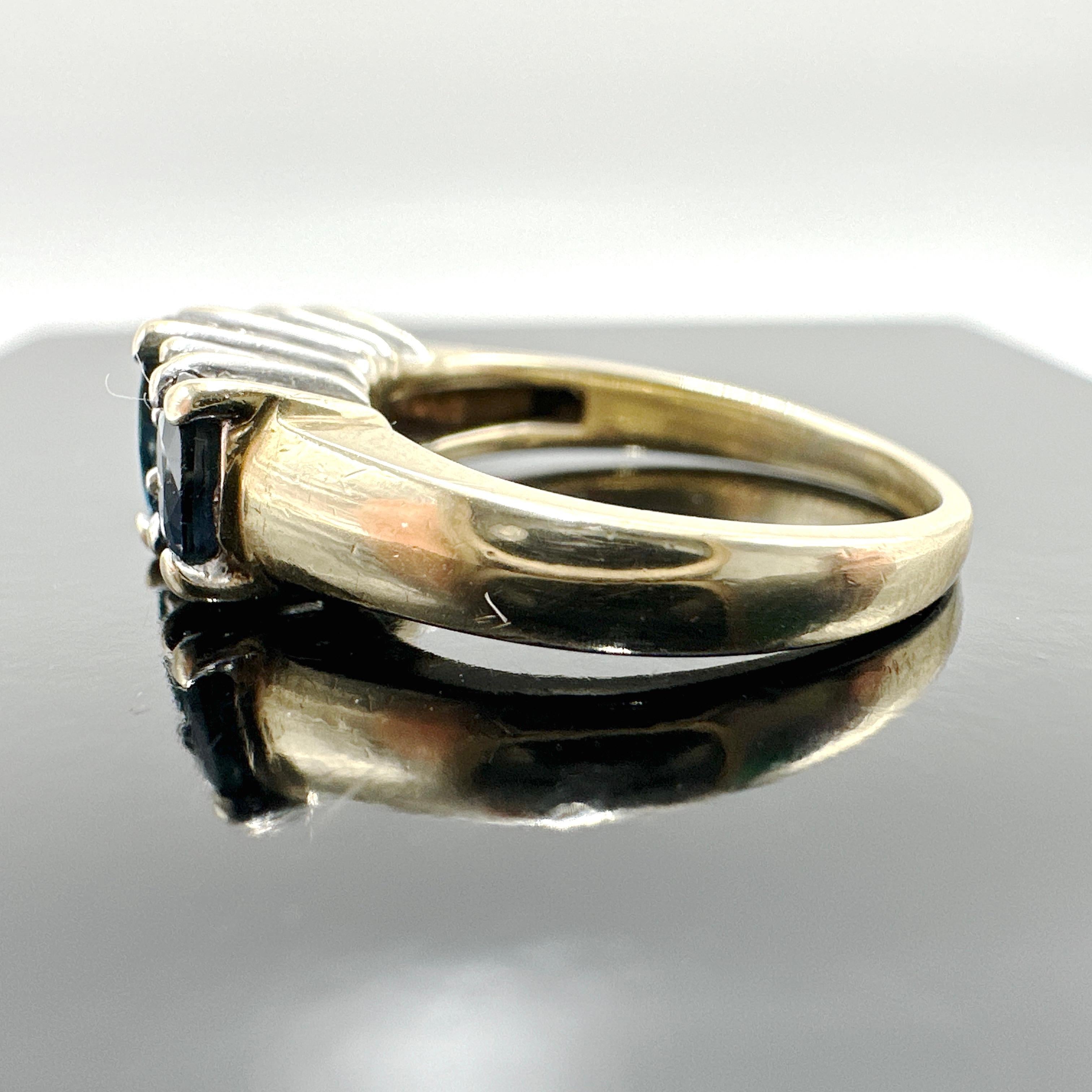 10k Yellow Gold Blue Sapphire and Diamond Ring 1.34TCW 1