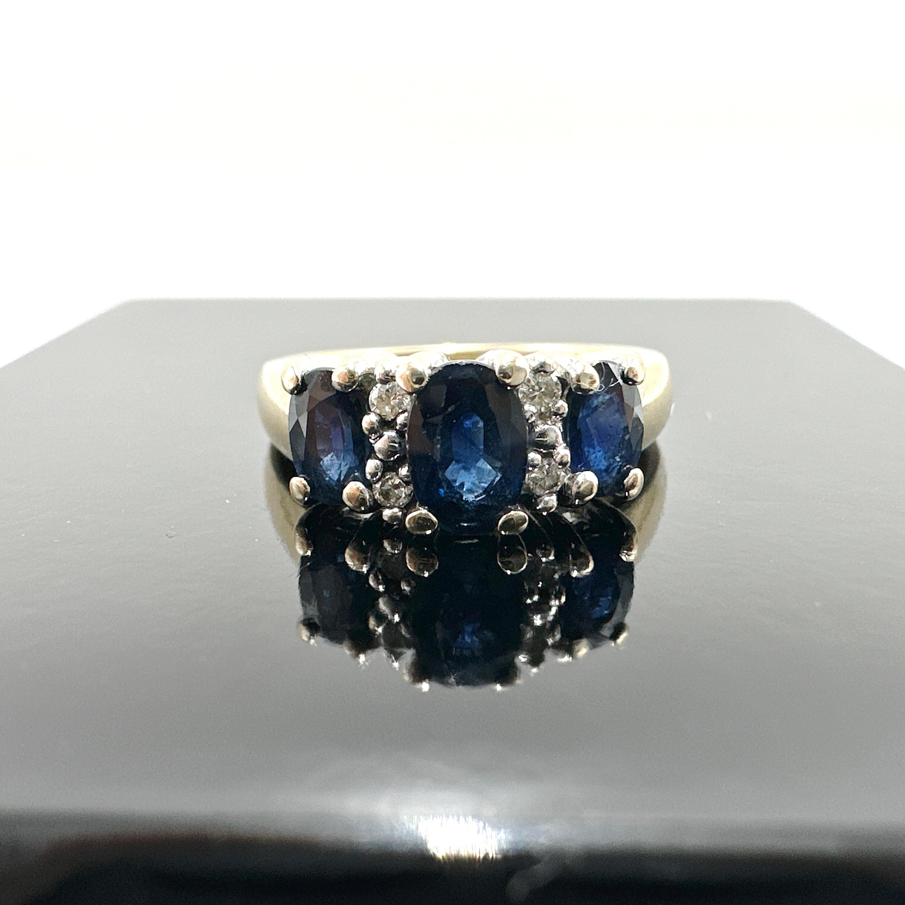 10k Yellow Gold Blue Sapphire and Diamond Ring 1.34TCW 3