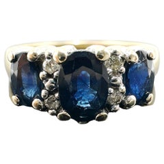 10k Yellow Gold Blue Sapphire and Diamond Ring 1.34TCW