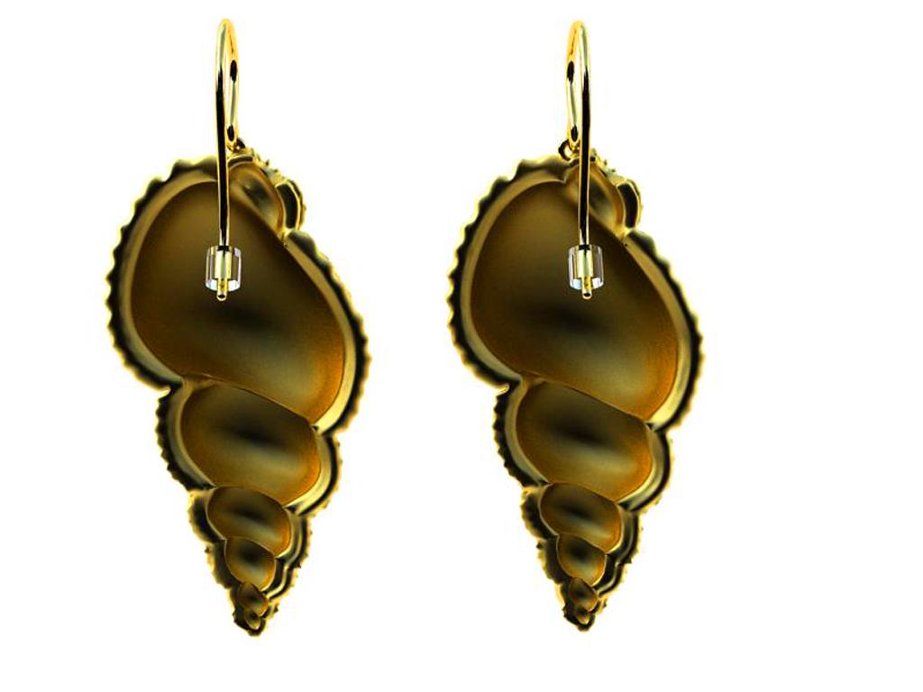 Boucles d'oreilles en or jaune 10 carats et coquillages bulbeux Neuf - En vente à New York, NY