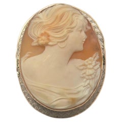 10K Yellow Gold Cameo Brooch #25161