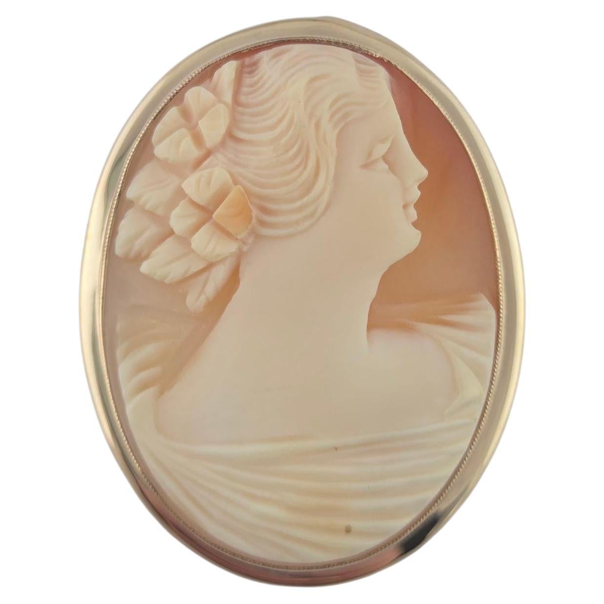 Spilla/pendente a forma di cammeo in oro giallo 10K #23762