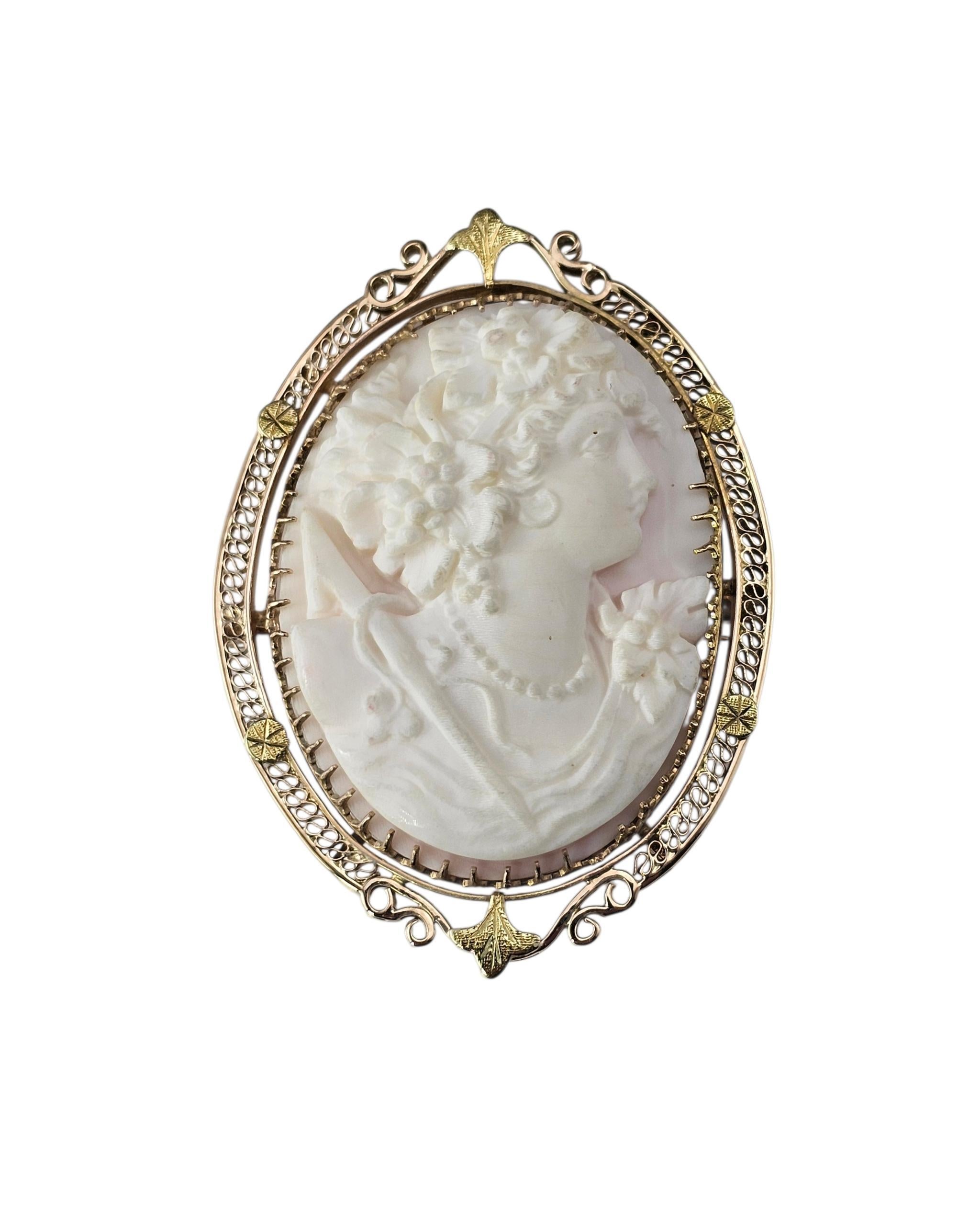 10K Yellow Gold Cameo Brooch/Pendant #24014