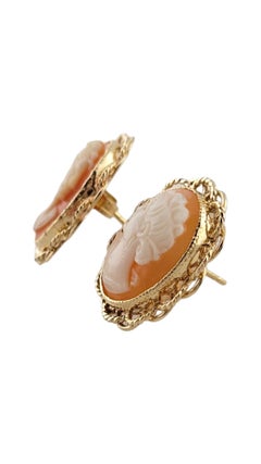 10K Yellow Gold Cameo Earrings #18154
