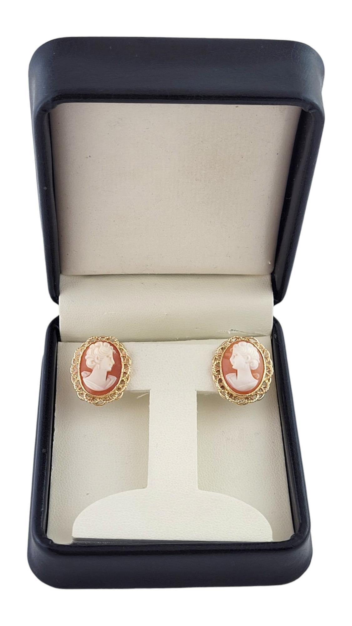 10K Yellow Gold Cameo Earrings #18154 For Sale 2