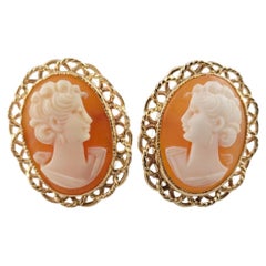 10K Yellow Gold Cameo Earrings #18154