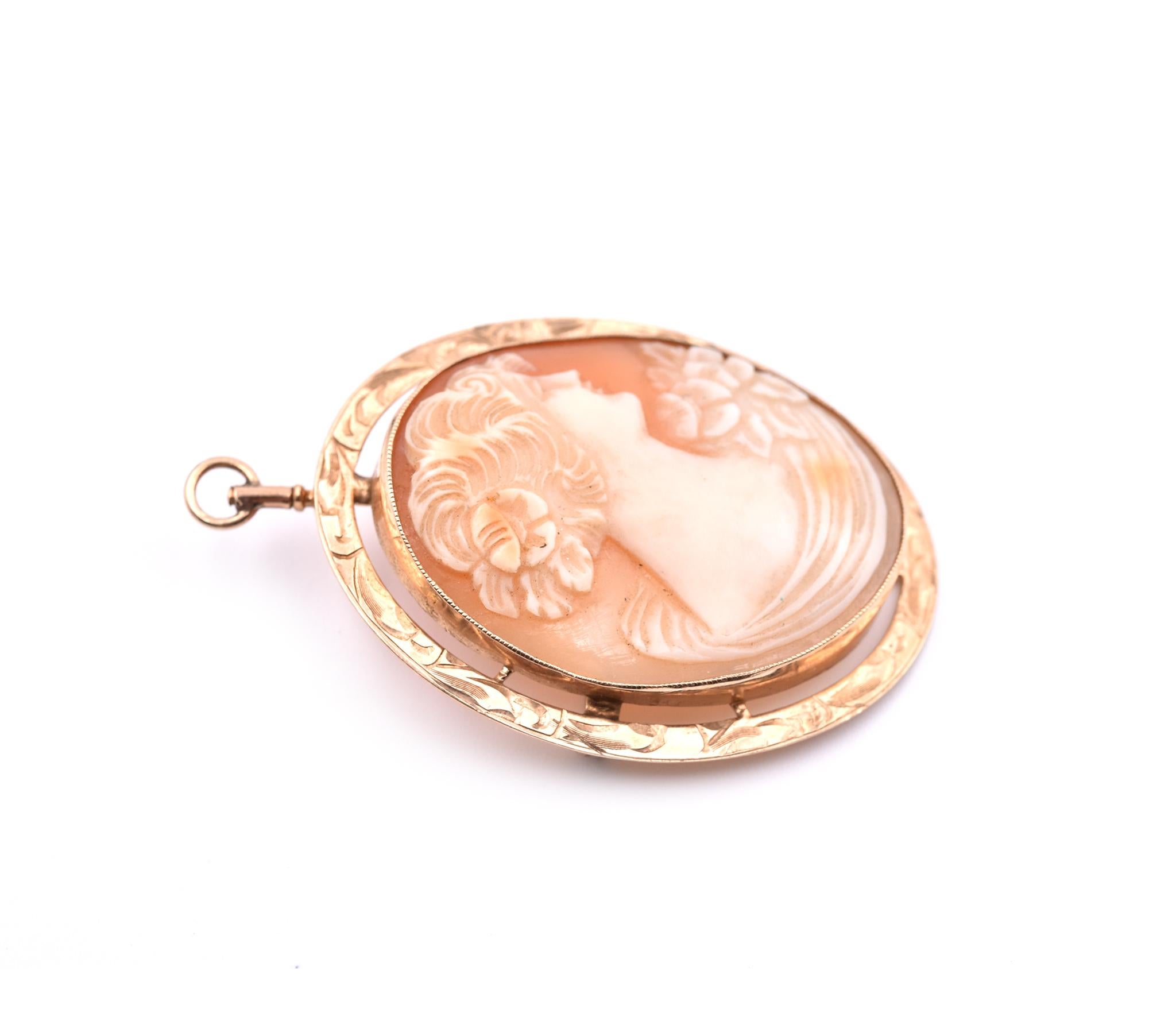 10 Karat Yellow Gold Cameo Pin In Excellent Condition For Sale In Scottsdale, AZ