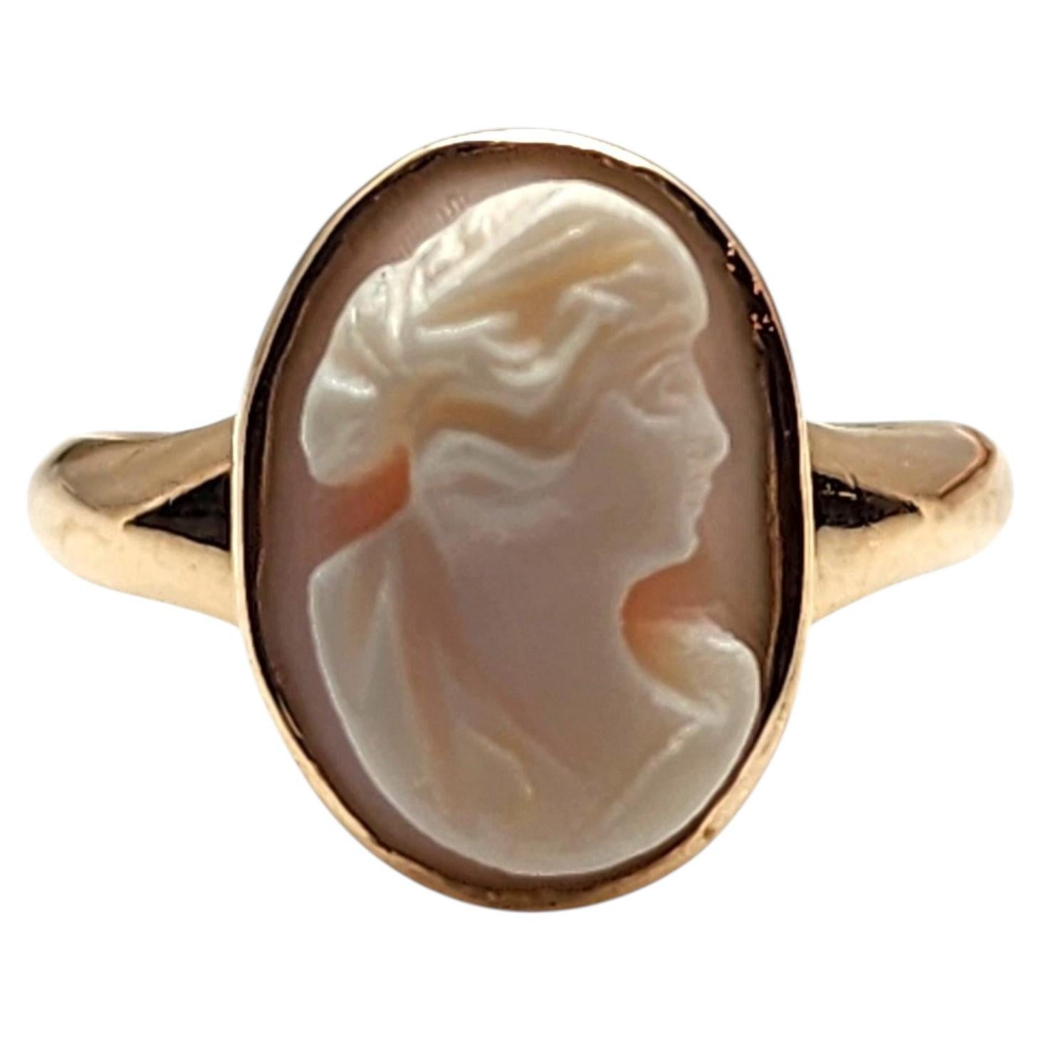 Anillo con camafeo de oro amarillo de 10 quilates, talla 4,5 #25668