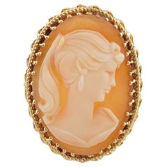 Vintage 10K Yellow Gold Cameo Ring Size 8 3/4 #14571