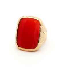10k Yellow Gold & Carnelian 1910 Edwardian Ring