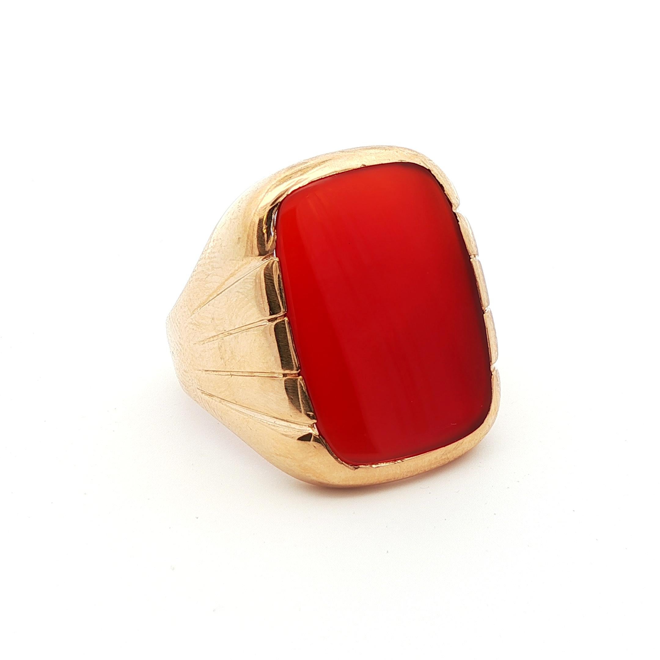 Bague édouardienne en or jaune 10k et cornaline 1910 Bon état - En vente à Lexington, KY