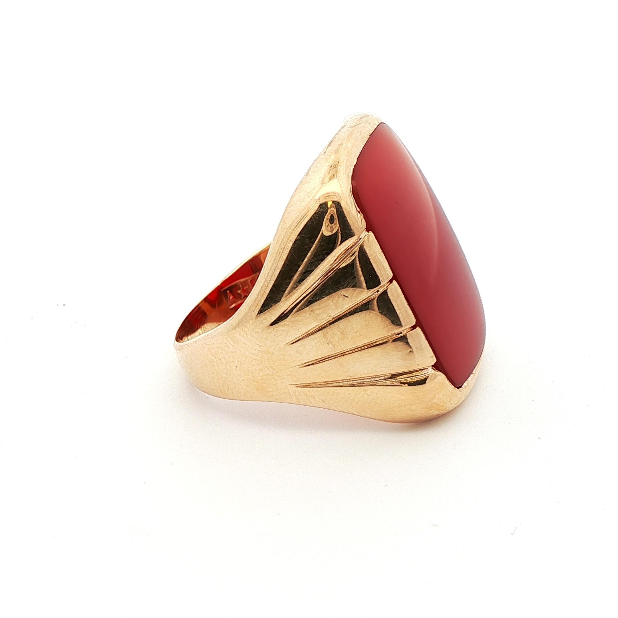 Bague édouardienne en or jaune 10k et cornaline 1910 Pour femmes en vente