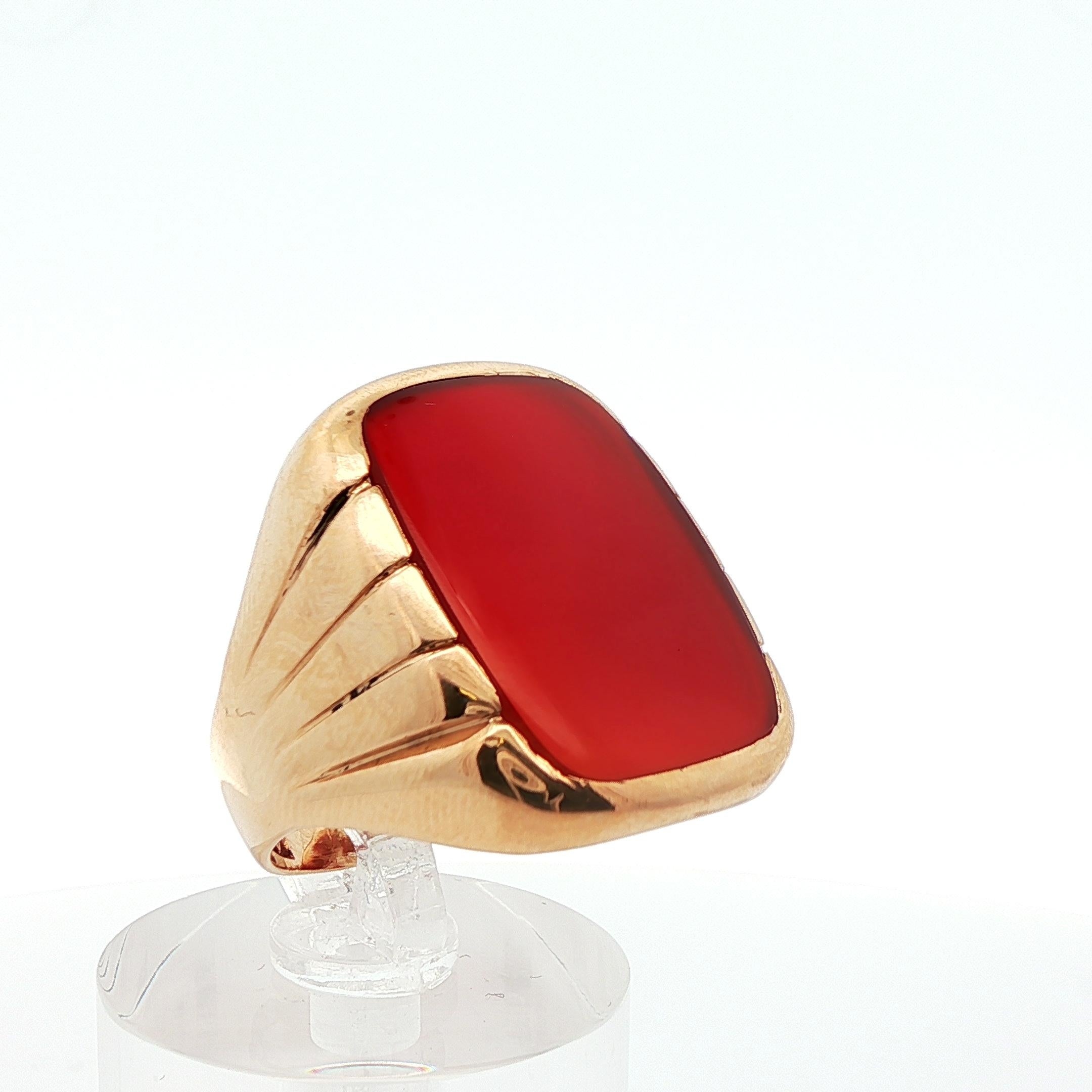 Bague édouardienne en or jaune 10k et cornaline 1910 en vente 2