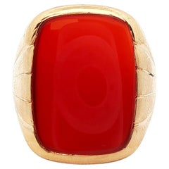 Antique 10k Yellow Gold & Carnelian 1910 Edwardian Ring