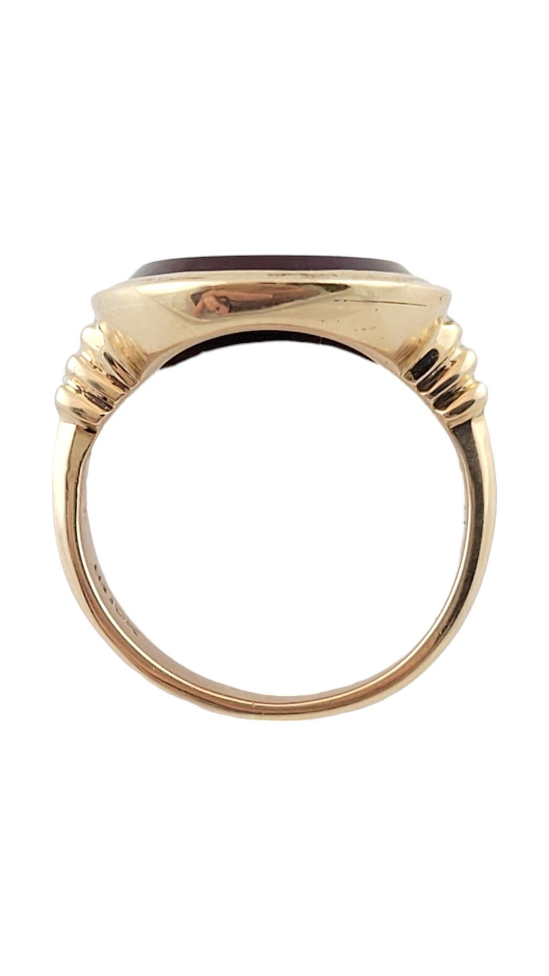 Oval Cut 10K Yellow Gold Carnelian Roman Soldier Head Ring Size 7.5 #16181 For Sale