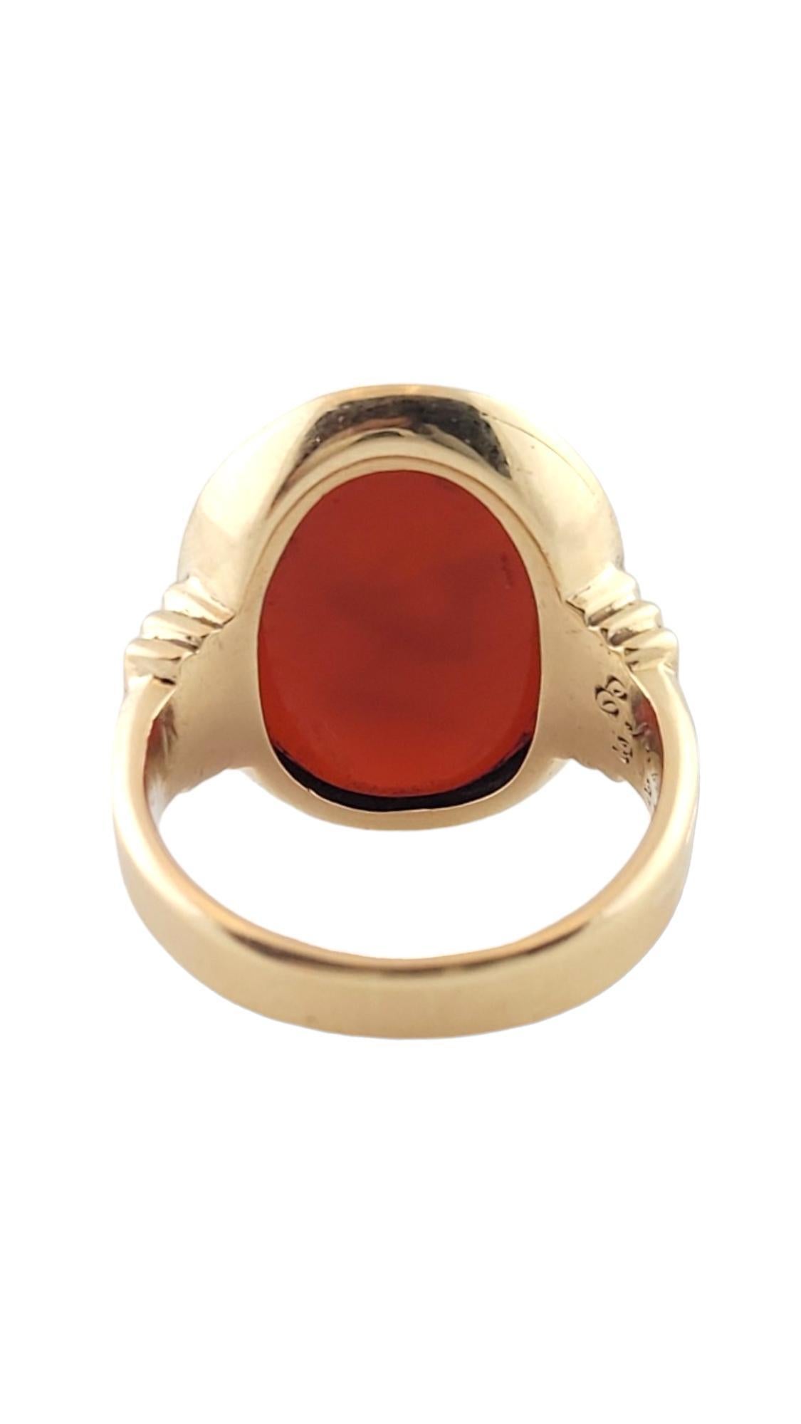 10K Yellow Gold Carnelian Roman Soldier Head Ring Size 7.5 #16181 In Good Condition For Sale In Washington Depot, CT