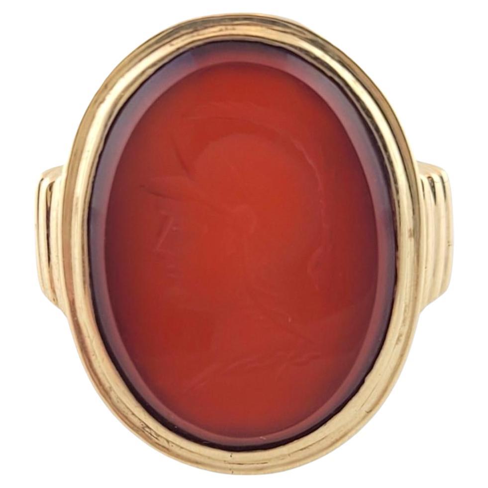 10K Yellow Gold Carnelian Roman Soldier Head Ring Size 7.5 #16181 For Sale