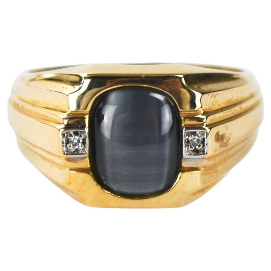 10K Yellow Gold Cats Eye Ring 5.9g For Sale