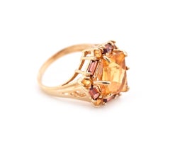 10 Karat Yellow Gold Citrine and Garnet Ring
