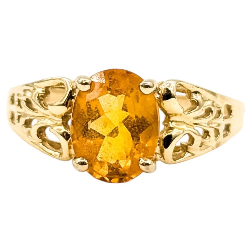 10k Yellow Gold Citrine Filigree Ring For Sale
