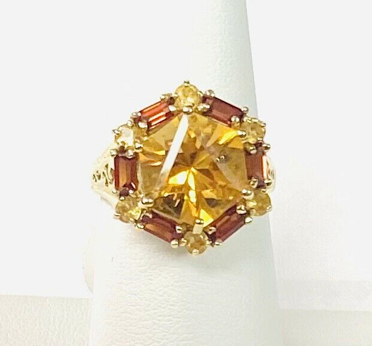 Modern 10K Yellow Gold Citrine Ring  For Sale