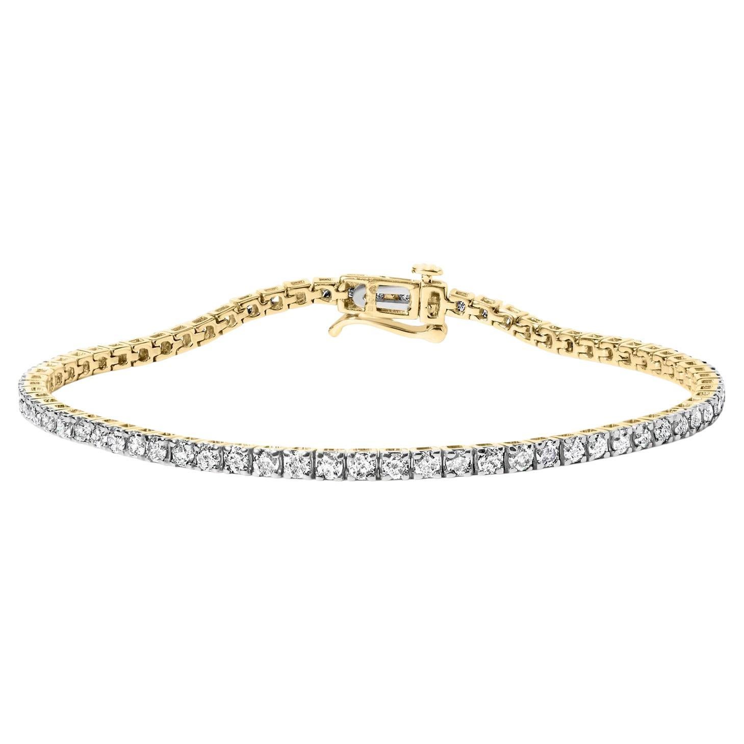 Bracelet de tennis en or jaune 10K avec diamants classiques 3.0 Cttw