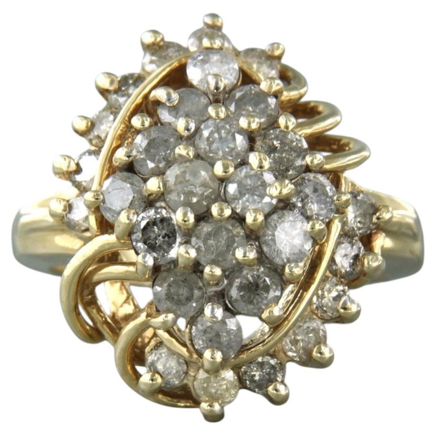 Anello Cocktail in oro giallo 10k con diamanti taglio Brilliante da 1,75 carati