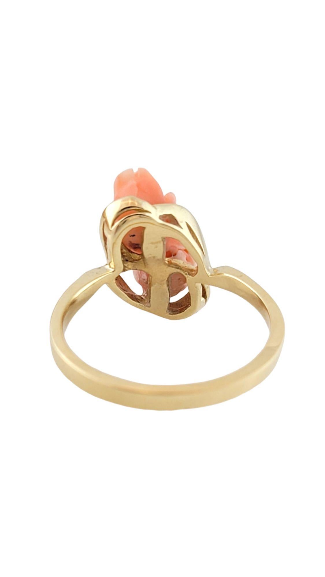 Women's 10K Yellow Gold Coral Rose Ring Size 6.5 #14611 For Sale