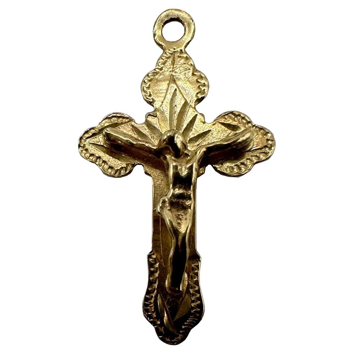 10K Yellow Gold Crucifix Charm For Sale