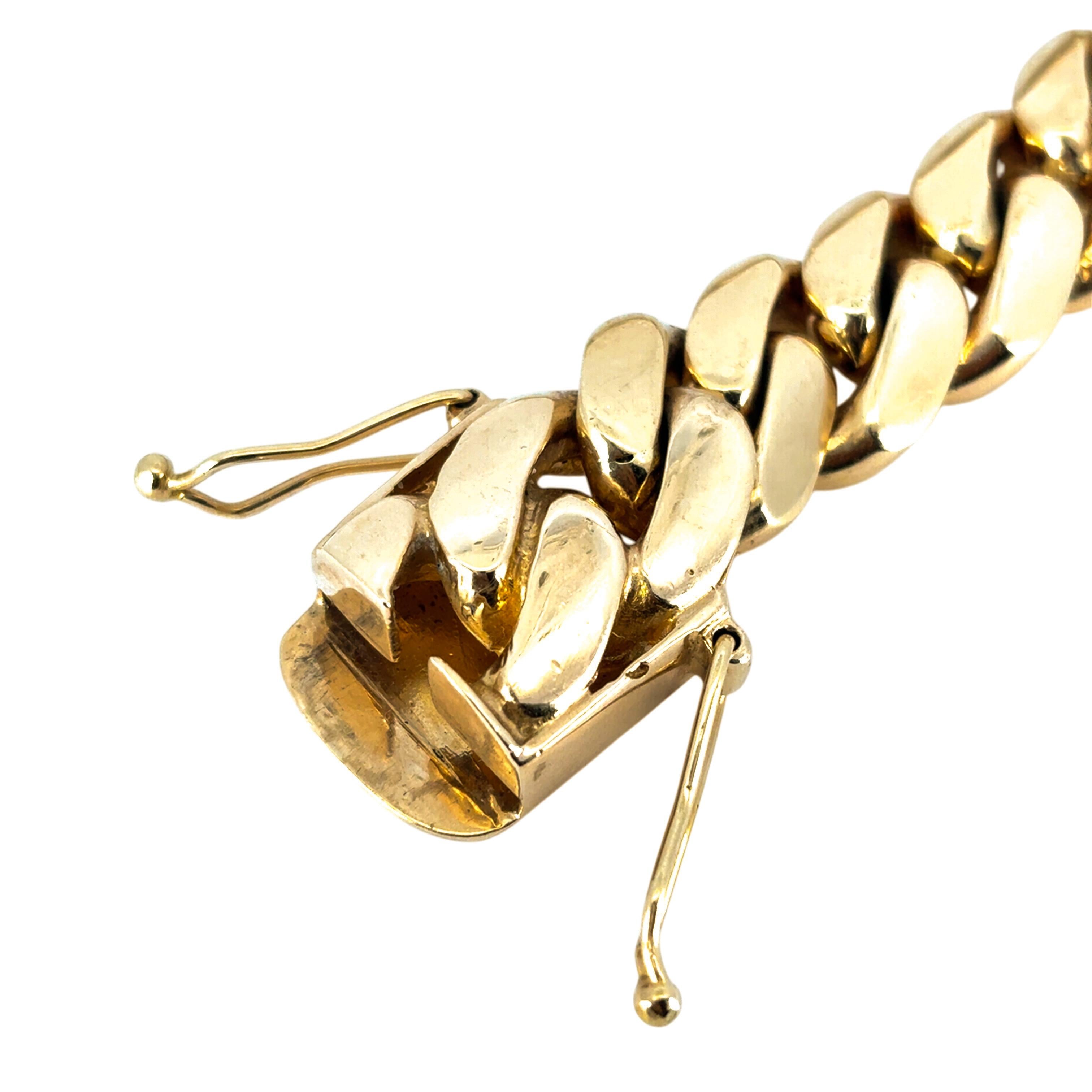Bracelet à maillons cubains en or jaune 10 carats Excellent état - En vente à Boca Raton, FL