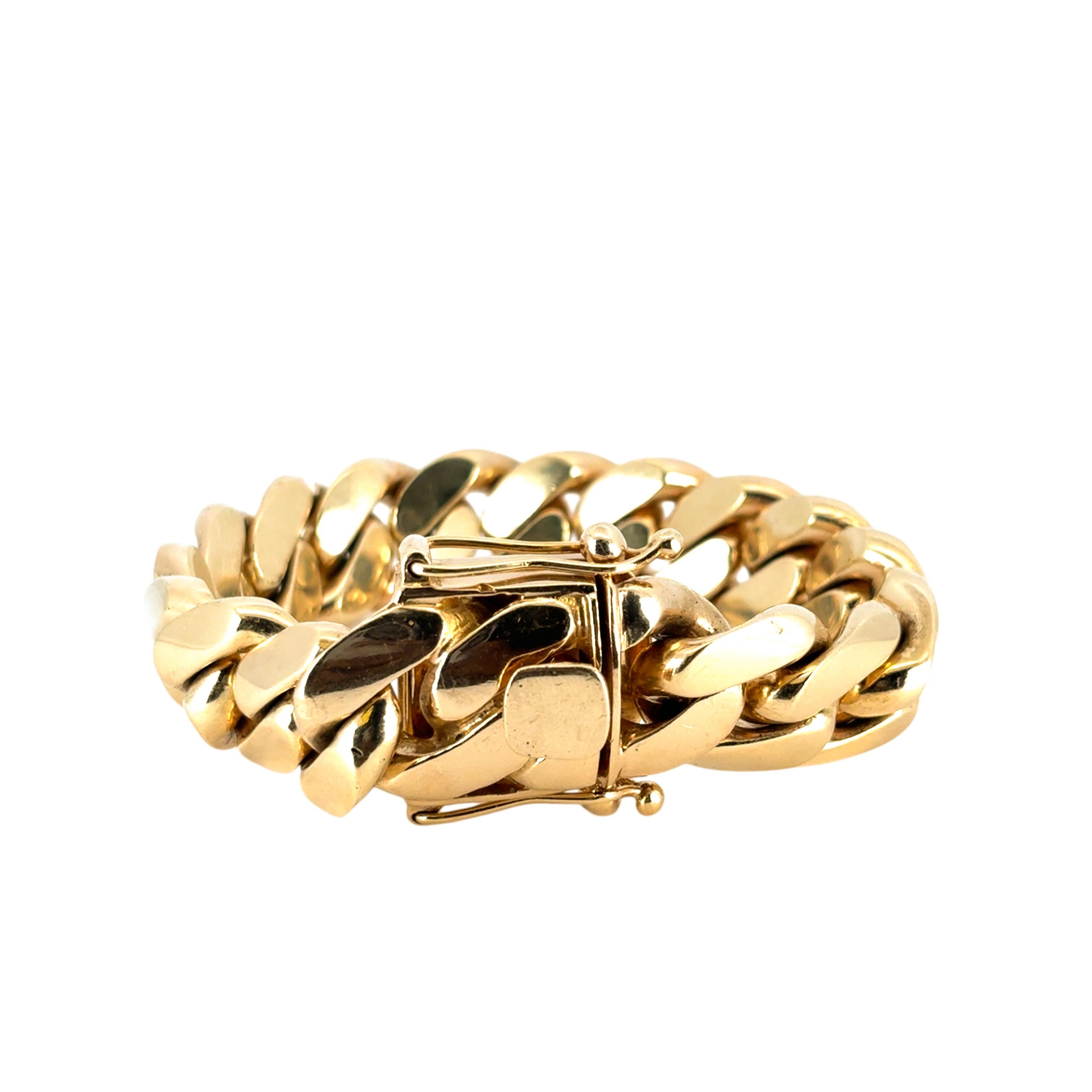 Bracelet à maillons cubains en or jaune 10 carats en vente 3