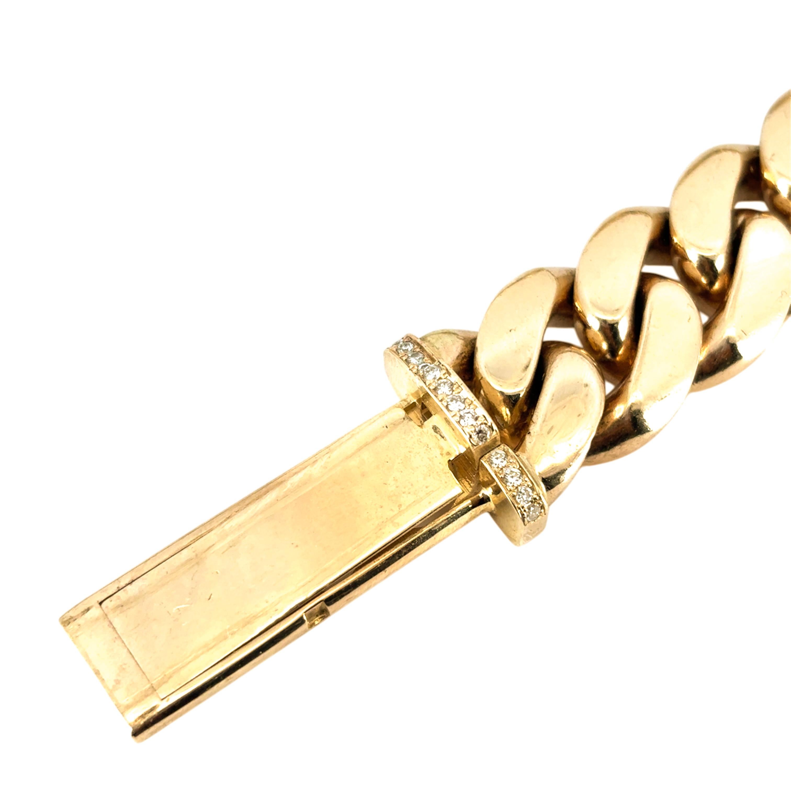 Collier à maillons cubains en or jaune 10 carats avec fermoir boîte en diamants de 6,3 carats en vente 7