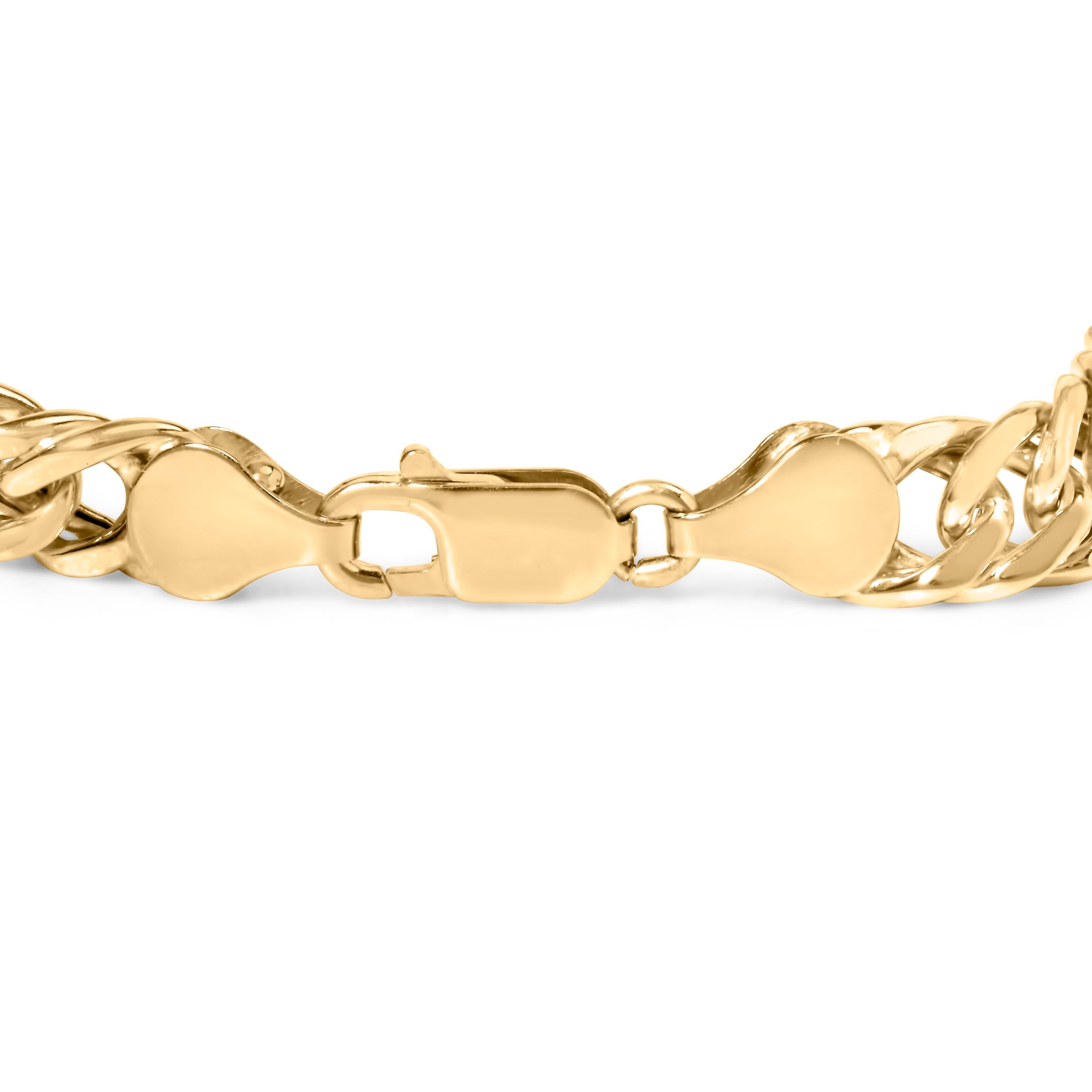 Gönnen Sie sich Luxus mit unserem exquisiten kubanischen Gliederarmband aus 10 Karat Gelbgold, einem zeitlosen Stück, das Eleganz und Raffinesse ausstrahlt. Dieses Armband aus glänzendem 10-karätigem Gelbgold ist ein Statement für raffinierten Stil