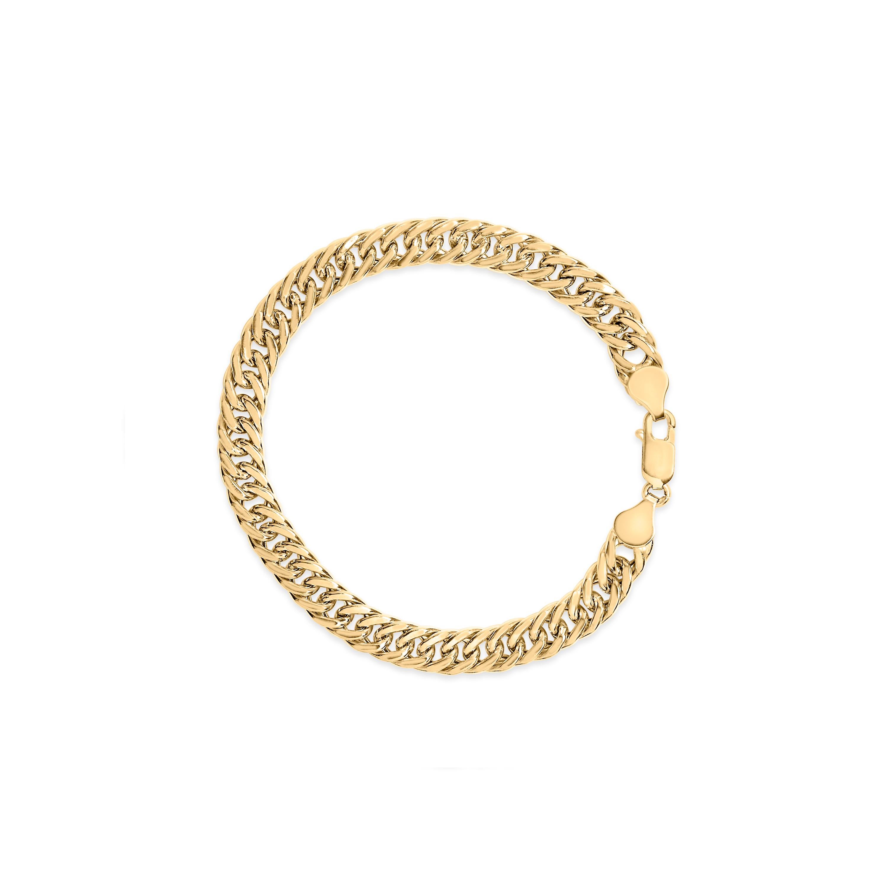 Moderne Bracelet à maillons cubains en or jaune 10 carats en vente