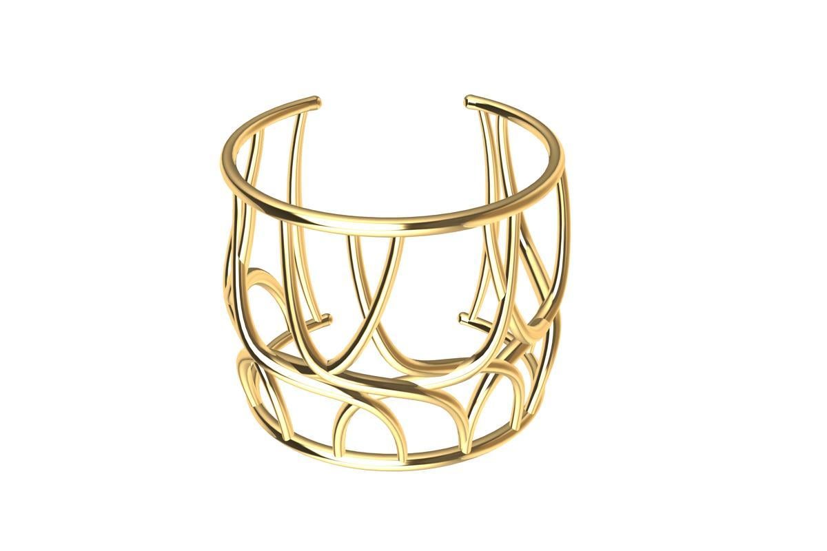 Bracelet manchette en or jaune 10 carats Pour femmes en vente